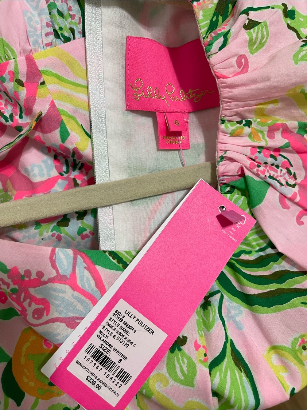 NWT Lilly Pulitzer Pink Floral Print Balloon sleeve A-line mini midi dress 6 - Picture 3 of 11